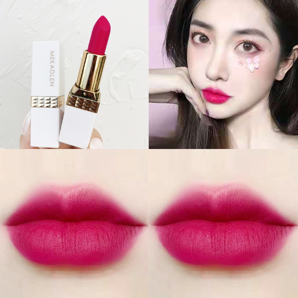 Tiktok hot# Rose Red lipstick women's group peach pink milk tea gray powder bean paste color dragon 