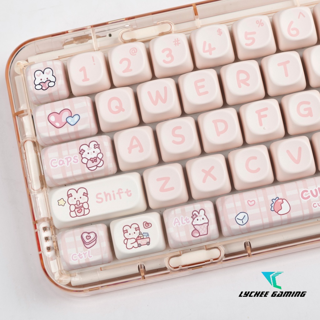 Pbt ปุ่มกดคีย์บอร์ด ลายการ์ตูนกระต่าย สีชมพู MOA RK AKKO AULA 75 68 98 99 104