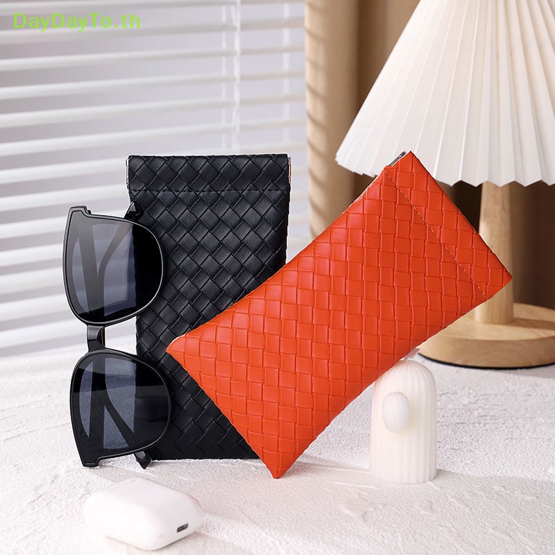 DayDayTo 1 PC ทอแว่นตากระเป๋าแว่นตากันแดดกล่องแบบพกพากันน้ําแว่นตากระเป๋าหนังแว่นตาฝาครอบป้องกันกระเป๋า TH - รูปที่ 2