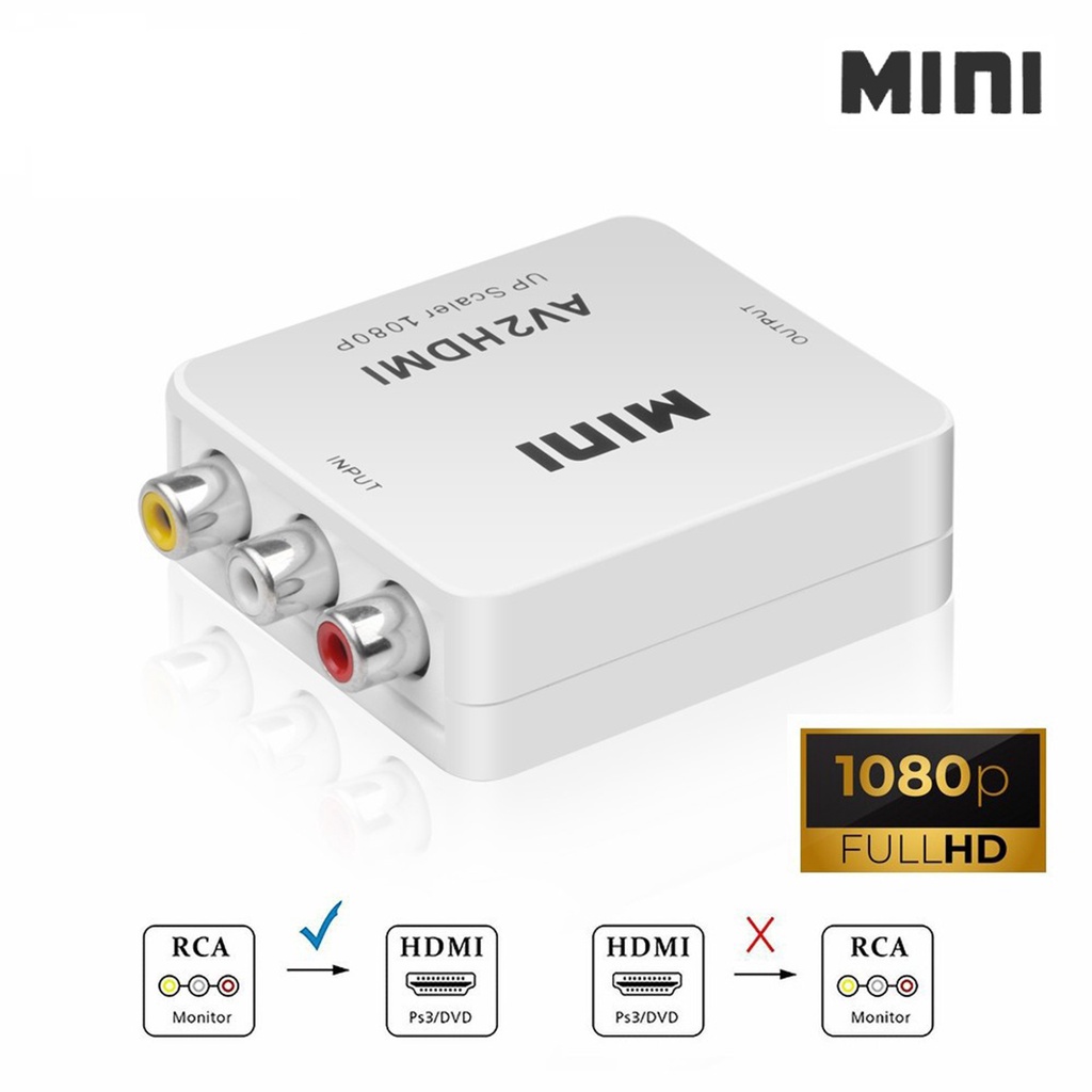 RAC แปลง HDMI (1080P)DVD ตัวแปลงสาย หัวแปลง AV To HDMI Converter (1080P) ตัวแปลงสัญญาณภาพและเสียงจาก AV เป็น HDMI / RCA To HDMI / D-PHONE