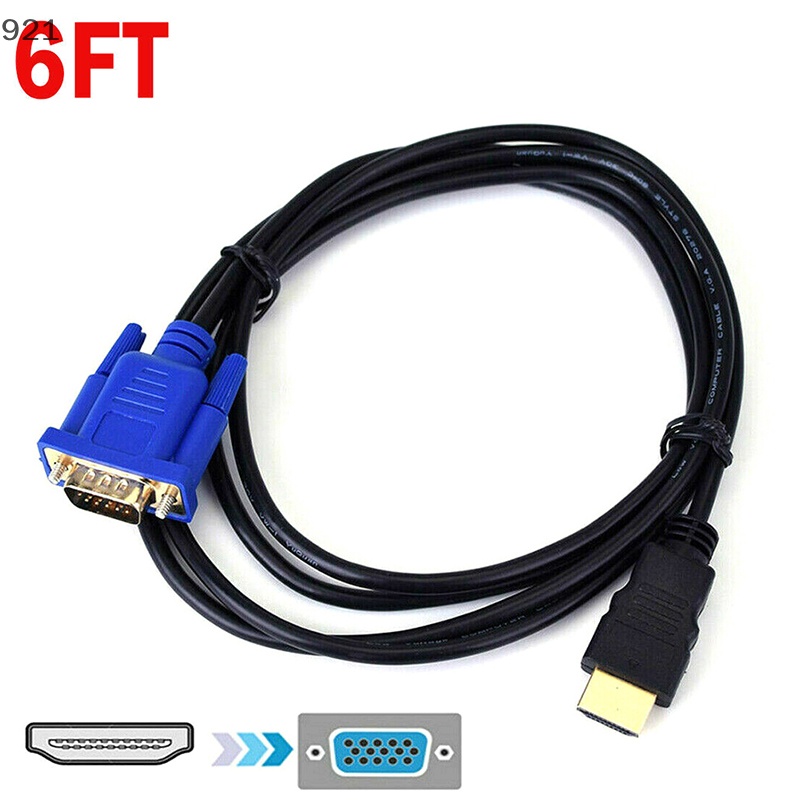 Nuannuaaa สายเคเบิลอะแดปเตอร์แปลง HDMI ตัวผู้ เป็น VGA ตัวผู้ สําหรับ PC DVD 1080p HDTV 6 ฟุต