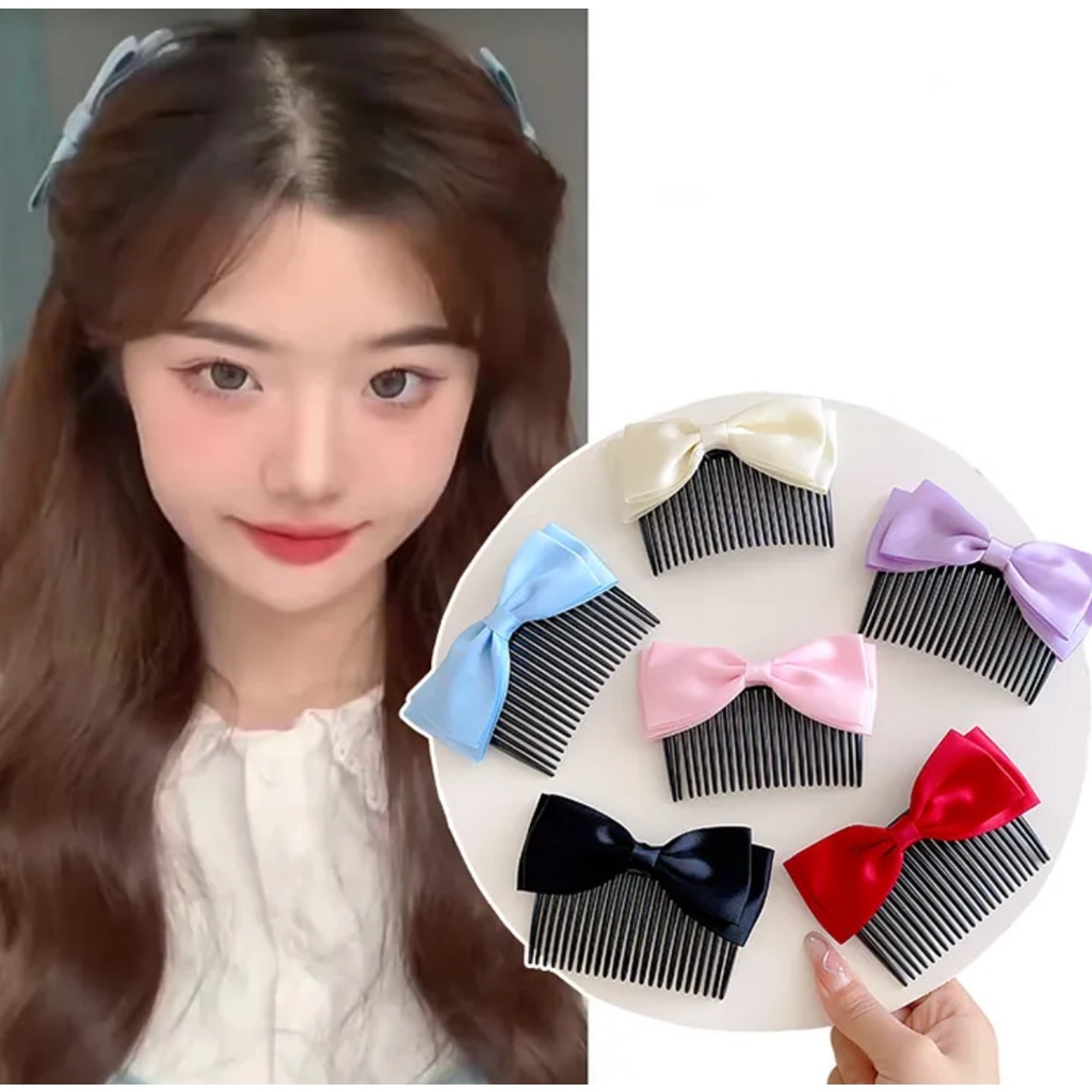 หสีสับผม หวีสับติดโบว์ เป็นคู่ พร้อมส่ง