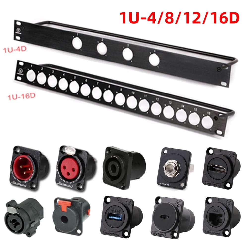 แผ่นแพทช์เชื่อมต่อลําโพง HDMI 1U XLR BNC SDI 6.35 CAT6 USB3.0