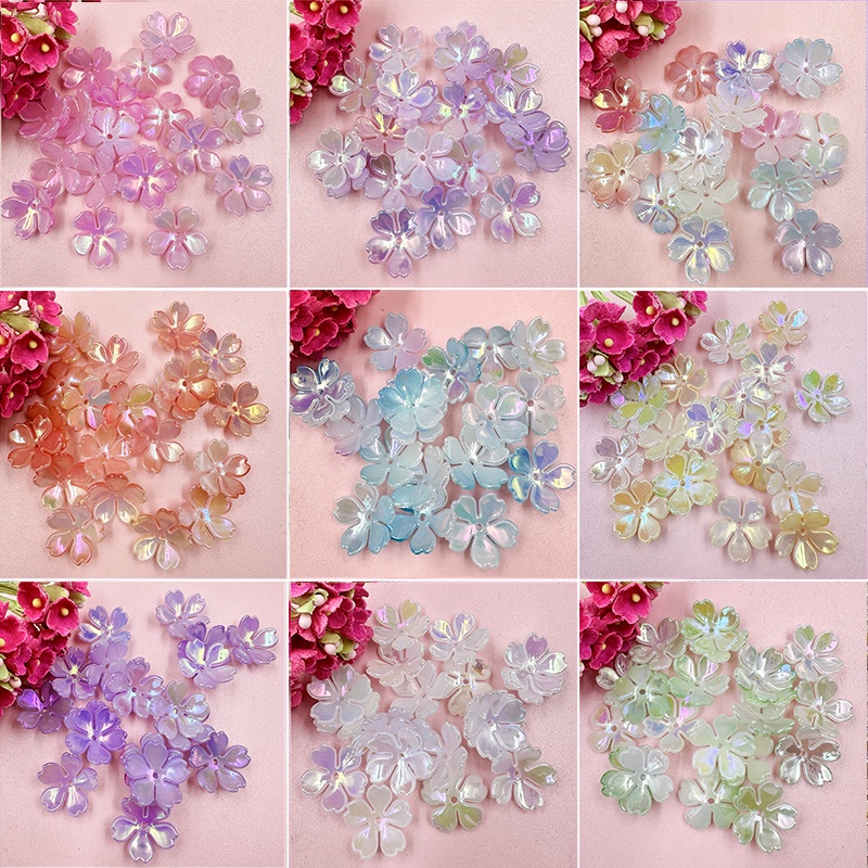 ลูกปัดอะคริลิค ลายดอกไม้ ขนาด 18*3 มม. หลากสี สําหรับทําเครื่องประดับ สร้อยข้อมือ DIY จํานวน 20 ชิ้น