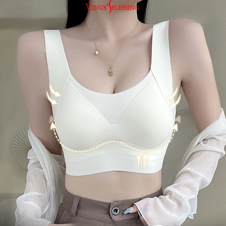 เสื้อชั้นในยกทรง วันพีช ไร้รอยต่อ ชุดชั้นในยางพารา ผู้หญิง รวบรวม และปรับได้ เต้านม และชุดชั้นในด้านหลัง