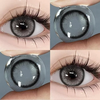 【-100°-600°】[ซื้อครบ฿75แถม ลิปสติก]Midroo เลนส์แฟชั่น คอนแทคเลนส์สี Jelwery Grey/Brown ค่าสายตาสั้นContact Lens - 14.5mm