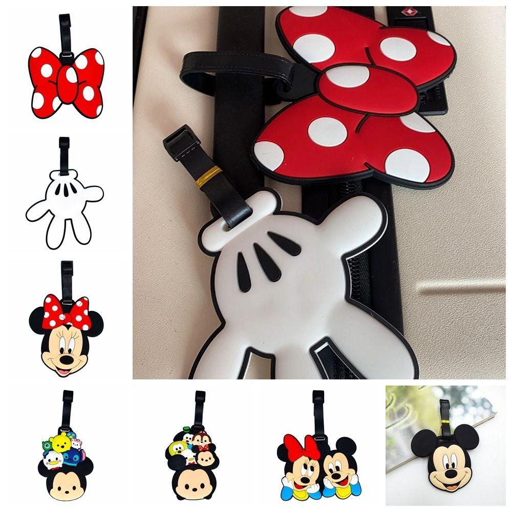 Daishen1 ป้ายแท็กกระเป๋าเดินทาง PVC ลายการ์ตูนมิกกี้ มินนี่ โบว์ แบบพกพา