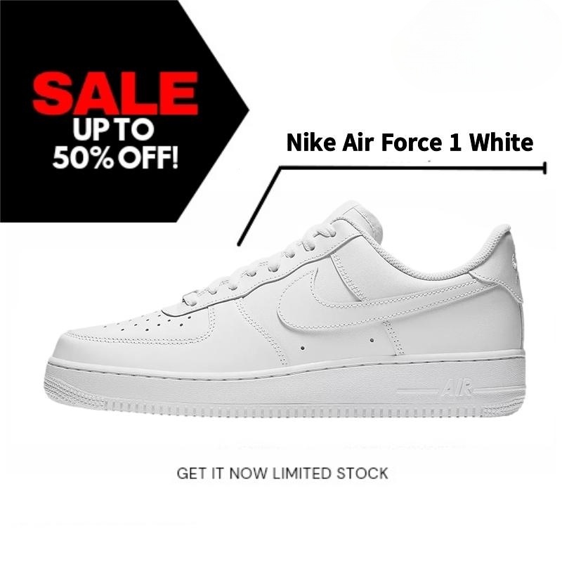 Nike Air Force 1 รองเท้าวิ่ง สีขาว สําหรับผู้ชายและผู้หญิง