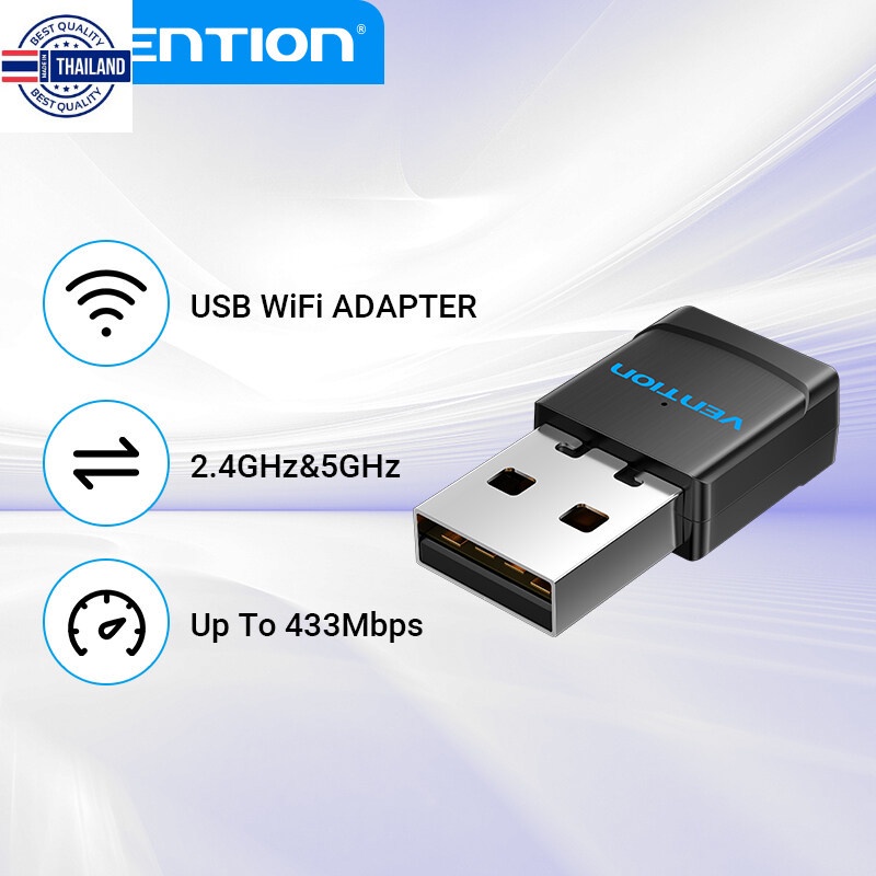 Vention USB wifi ตัวรัสัญญาณ wifi 5G &amp; 2.4G ตัวดึงสัญญาณ wifi Wireless USB Adapters for PC Computer Netowrk Ethernet don
