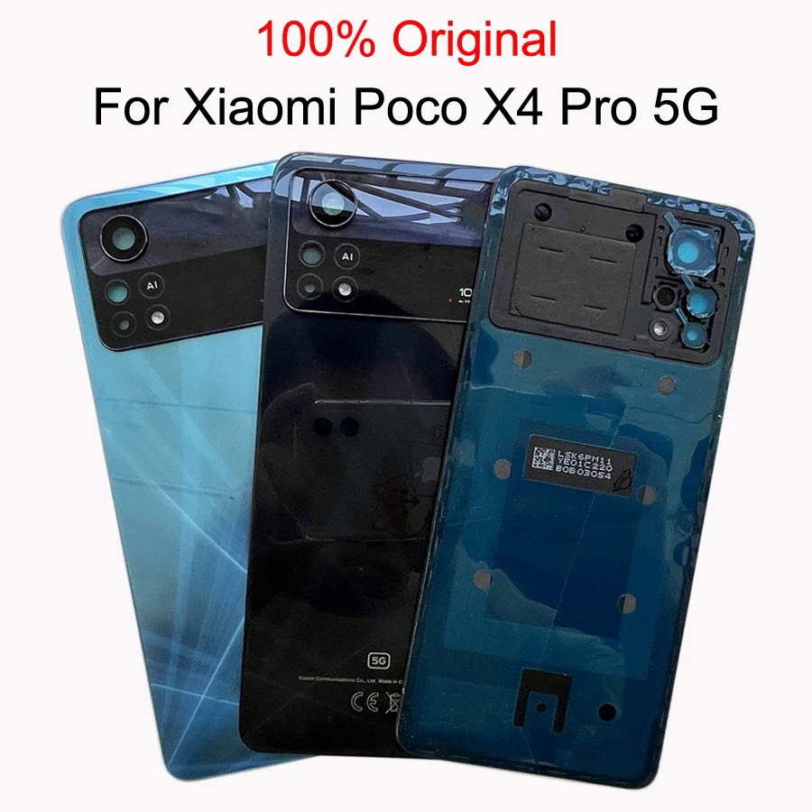Original สําหรับ Xiaomi Poco X4 Pro 5G ฝาหลังแบตเตอรี่แผงกระจกด้านหลังประตูเปลี่ยน X4Pro ฝาครอบแบตเตอรี่