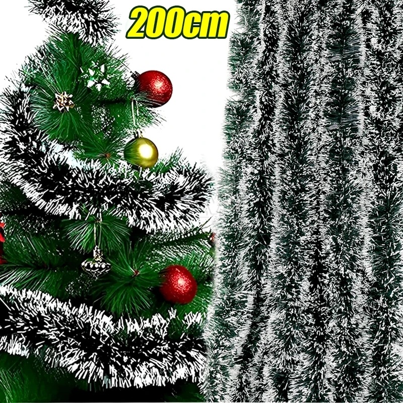 พวงหรีดริบบิ้นดอกไม้ สีเขียว ขนาด 200 ซม. สําหรับตกแต่งต้นคริสต์มาส งานแต่งงาน