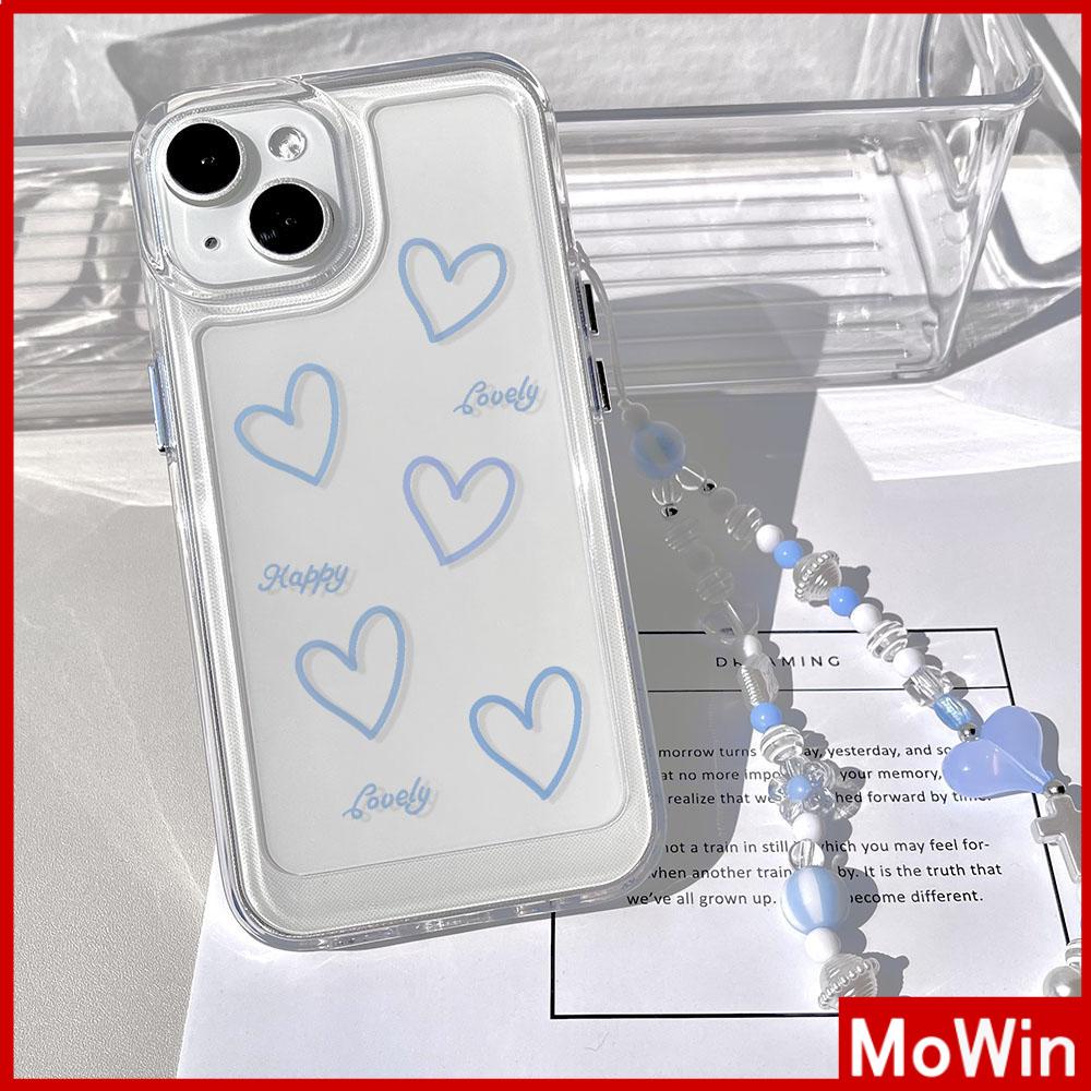 Mowin - เข้ากันได้สำหรับ 15 เคสไอโฟน11 เคส iphone 11 เคสใสเคส TPU เคสหัวใจปุ่มชุบไฟฟ้าเรียบง่ายสายสีน้ำเงินหัวใจเข้ากันได้กับ iPhone 15 14 13 12 PRO MAX XR XS 8 PLUS