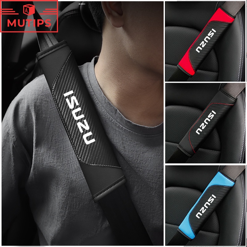 Isuzu 2 ชิ้น ปลอกหุ้มเข็มขัดนิรภัยรถยนต์ หนังคาร์บอนไฟเบอร์ สําหรับ สําหรับ Panther Elf Traga Dmax Mux Trooper Panther Sportivo MU7 TFR Crosswind