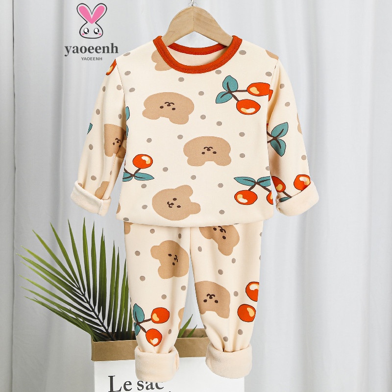 【YAOEENH】90-150 ซม. เด็ก ขนแกะ ซับใน ฐาน ชุดชั้นใน ความร้อน ฤดูใบไม้ร่วง ฤดูหนาว เด็กผู้ชาย เด็กผู้หญิง การ์ตูนน่ารัก เสื้อผ้าฤดูใบไม้ร่วง กางเกงขายาว บ้าน เสื้อผ้า พร้อมส่ง ส่งเร็ว