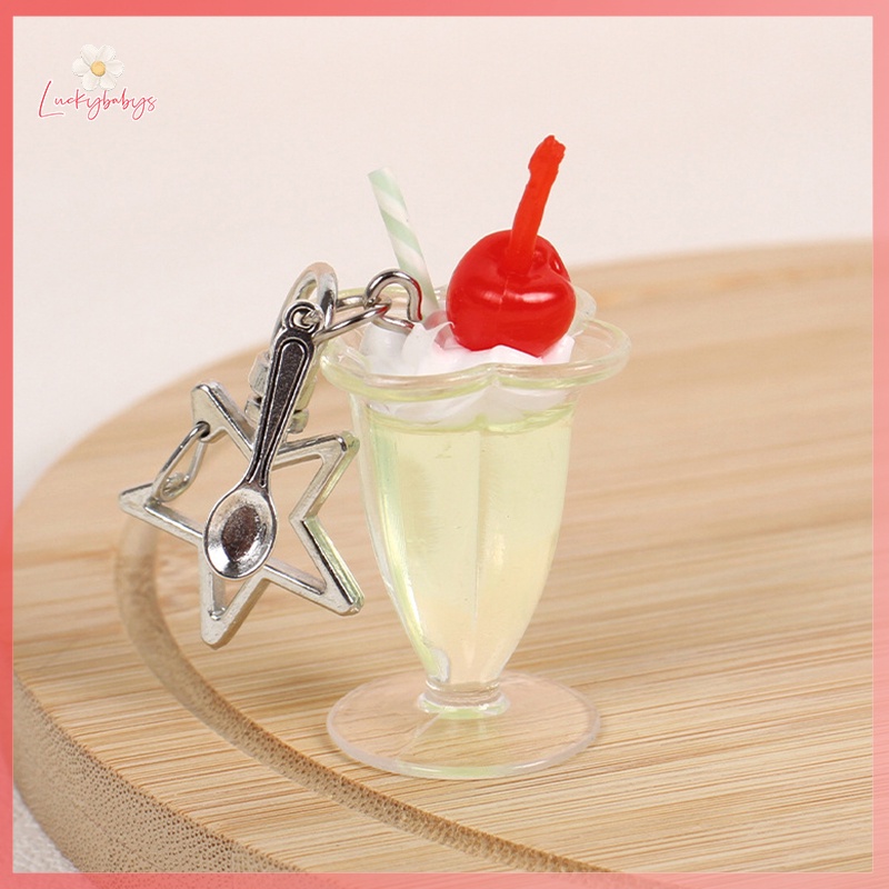 Luckybabys> พวงกุญแจ จี้รูปไอศกรีมจําลอง 3D พร้อมจี้รูปดาว สร้างสรรค์ สําหรับห้อยโทรศัพท์มือถือ กระเป๋า