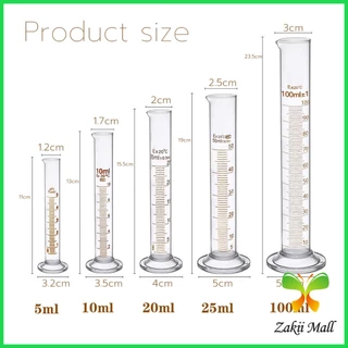 ZM. กระบอกตวง การตวงปริมาตร ชนิดแก้ว ขนาด 5ml 10ml 25ml 50ml 100ml Glass measuring cylinder