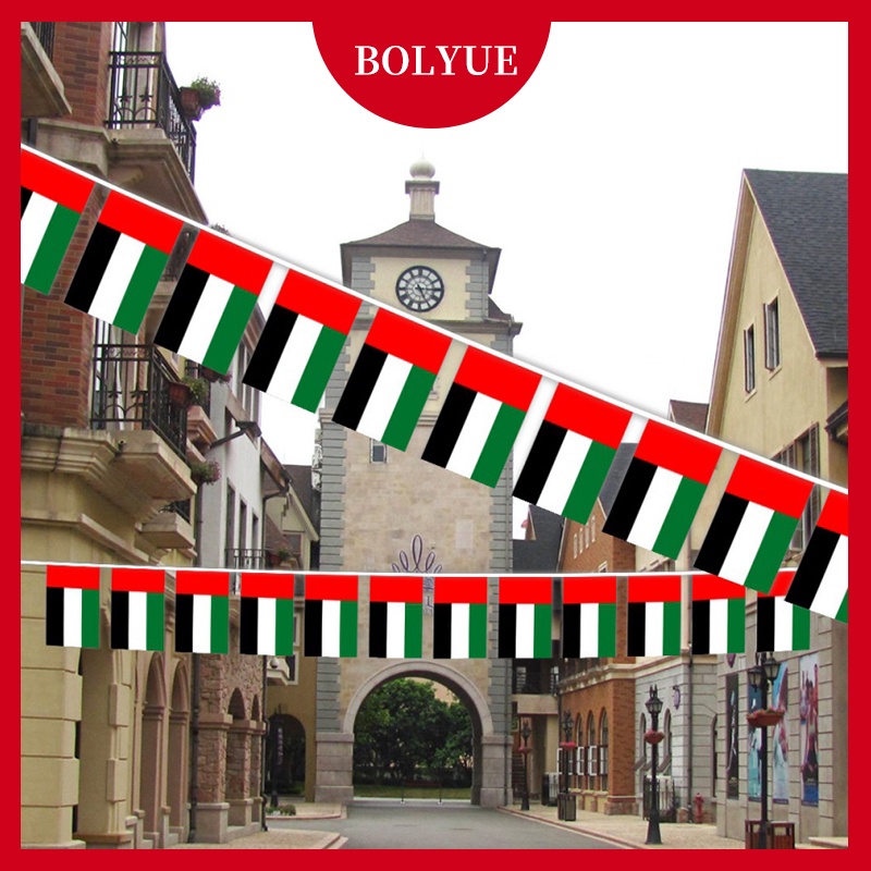 United Arab Emirates Flag String การตกแต่งวันชาติ แบนเนอร์ตอม่อประเทศ UAE