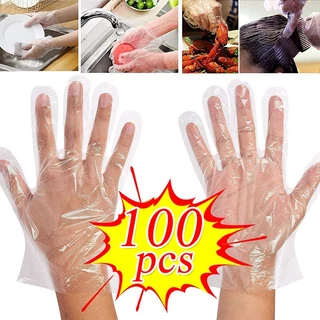 แบบกล่อง 100ชิ้น ถุงมือพลาสติกแบบใช้แล้วทิ้ง ถุงมือทำอาหาร แบบกล่องพกพาสะดวก ราคาถูกที่สุด