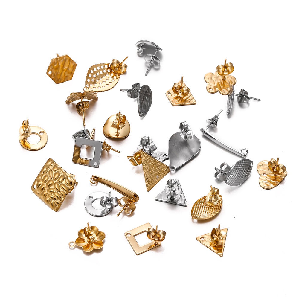 St. kunkka ต่างหูสเตนเลส รูปหัวใจ ดอกไม้ และผีเสื้อ ดาวห้าแฉก DIY 10 ชิ้น