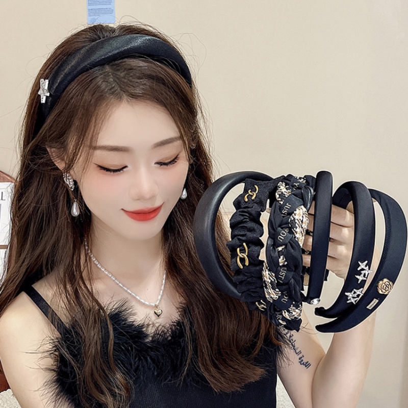 ที่คาดผม ระดับไฮเอนด์ สีดํา แบบเรียบง่าย แฟชั่นฤดูใบไม้ร่วง และฤดูหนาว สไตล์เกาหลี สําหรับผู้หญิง - รูปที่ 4