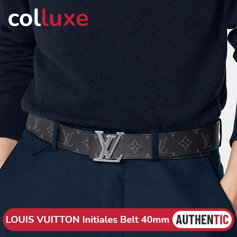 แบรนด์ใหม่และเป็นของแท้/Louis Vuitton เข็มขัดรุ่น LV Initiales ขนาด 40 มม. ใส่ได้ทั้งสองด้าน Lv Men's Belt Full Set