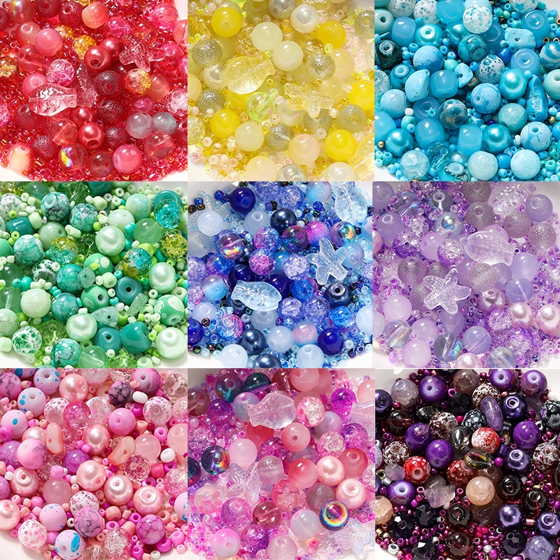 ลูกปัดข้าว+ลูกปัดกลม 20g 8มม.+2มม. คละสี สำหรับDIYสร้อยคอ สร้อยข้อมือ งานแฮนด์เมด