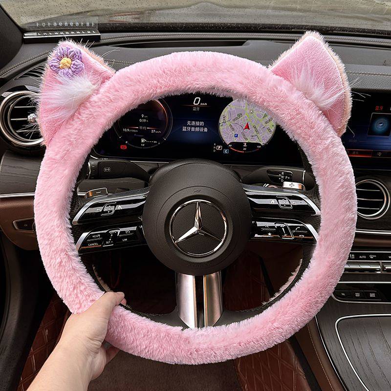 Winter Plush Steering Wheel Cover Goddess Cute Cartoon Cyber Celebrity High Sense 2023 New Car Handle Cover Anti-Slip YsXQ