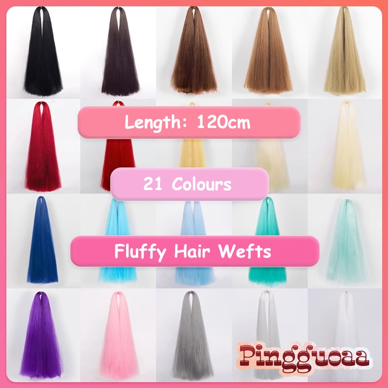 120cm Long Colorful Synthetic Hair Extensions High Temperature Fiber Fluffy Hair Wefts for Cosplay Wigs Girls Hair Bulk