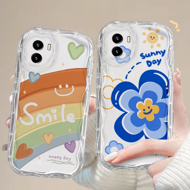 เคส VIVO Y01 2022 VIVO Y01A 2022 VIVO Y15A VIVO Y15S 2021 รูปแบบรุ้ง สายรุ้ง ดอกทานตะวัน ดอกไม้ ซิลิโคนนุ่มโทรศัพท์กรณีป้องกัน A20