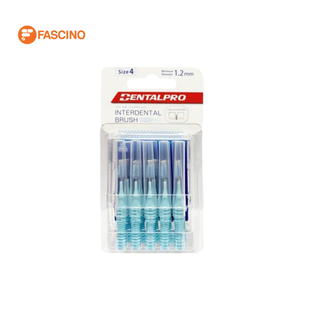 DENTALPRO Interdental Brush I-Shaped 1.2MM แปรงซอกฟัน Size 4 สีฟ้า (แพ็ค 10 ชิ้น)