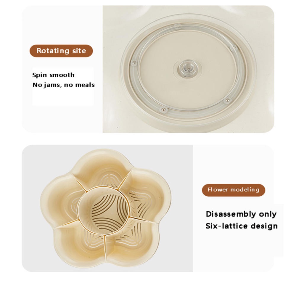 ตะกร้าผัก ทรงกลม ขนาดใหญ่พิเศษ แยกช่องได้ 6 ช่อง หมุนได้ ระบายน้ําได้ สําหรับห้องครัว - รูปที่ 6