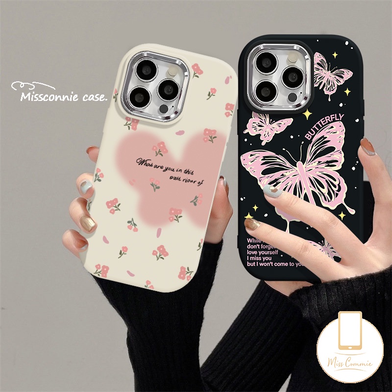 แฟชั่นดอกไม้เล็กๆแฟนตาซี Star ผีเสื้อเคสโทรศัพท์สําหรับ IPhone 15 16 11 13 14 12 Pro Max 7Plus XR X 8 7 Plus XS Max SE 2020 Luxury Electroplate เลนส์โลหะปกอ่อน
