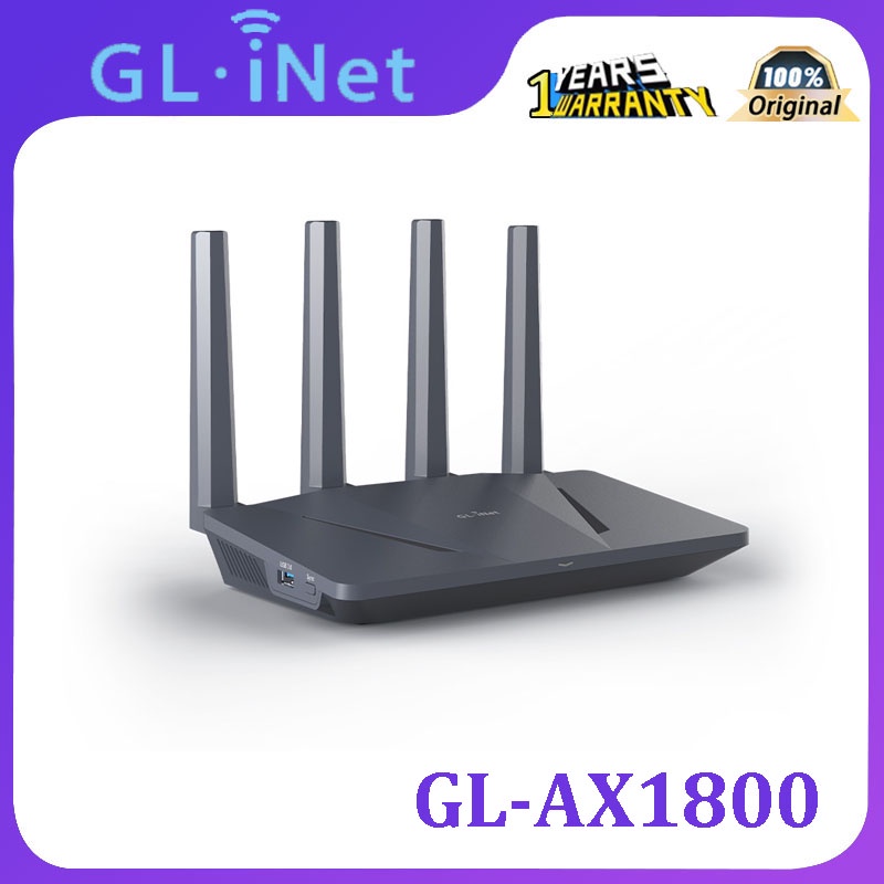 Gl.inet GL-AX1800(Flint) เราเตอร์ WiFi 6 - เราเตอร์อินเตอร์เน็ตไร้สาย Dual Band Gigabit | พอร์ตอีเธอ