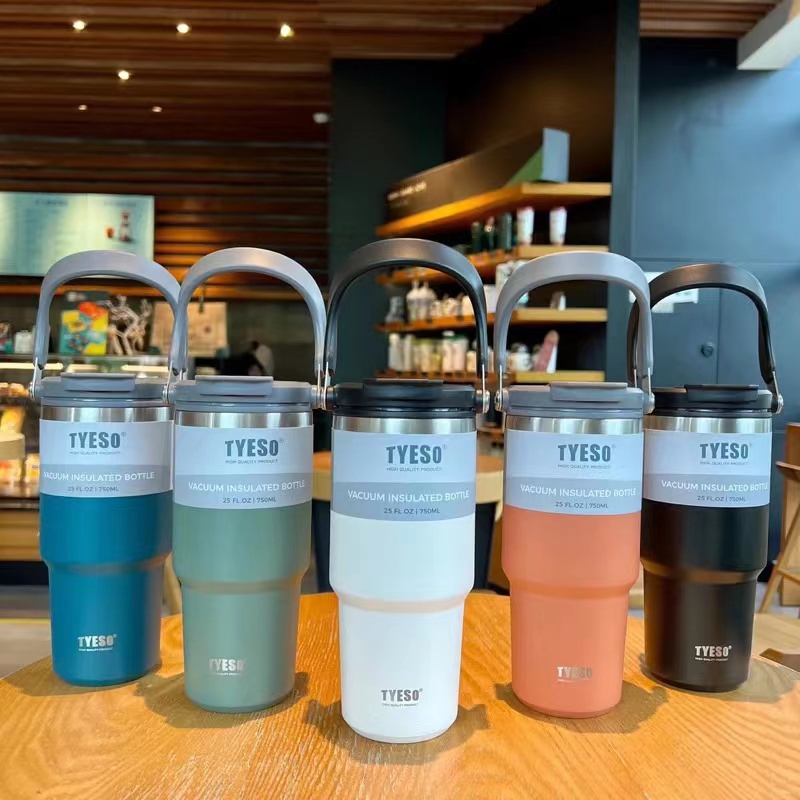 แก้วเก็บความเย็น890ml/30ozวัสดุสแตนเลส 304 แก้วเก็บความร้อน/เย็น900mlรุ่นมีหูหิ้วมีหลอด ที่จับ แก้วเก็บอุณหภูมิพ