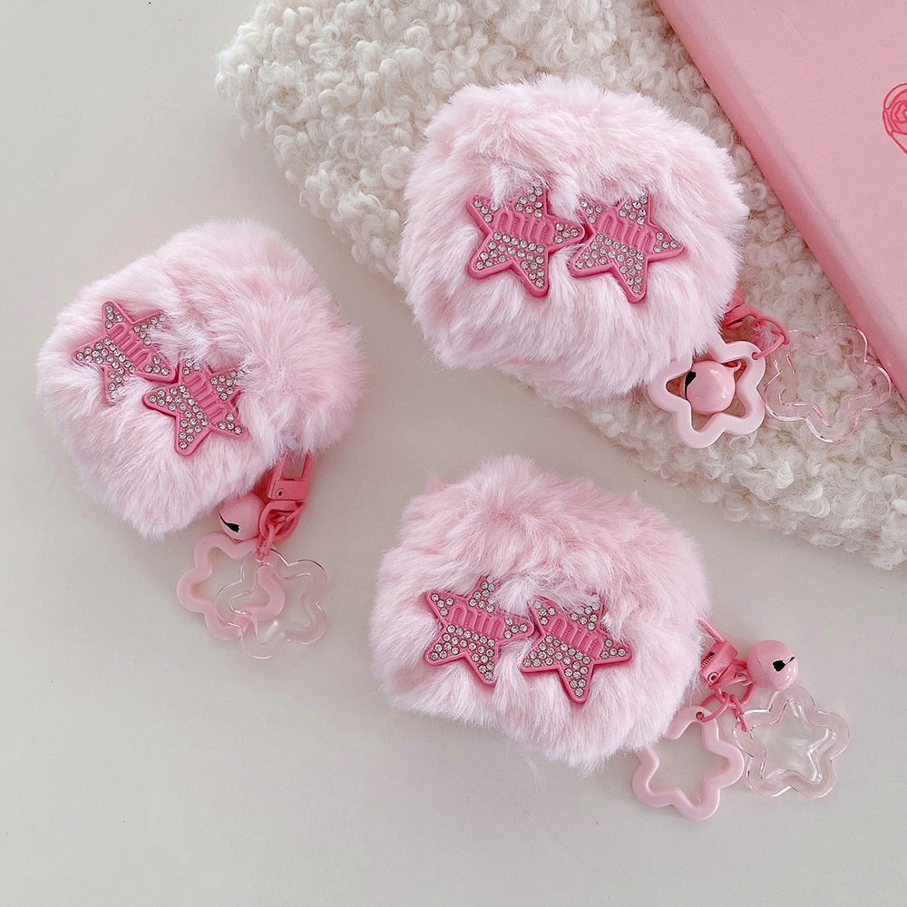 เคสหูฟัง ประดับจี้คริสตัล รูปดาว สีชมพู สําหรับ AirPods Pro 2 AirPods 1 2 3