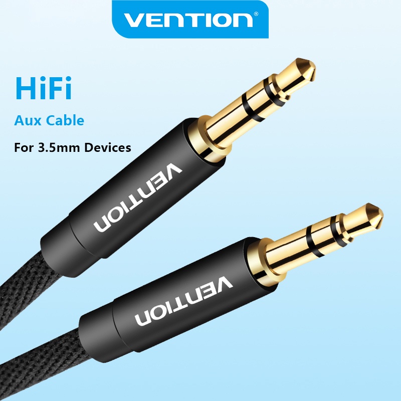 Vention สายสัญญาณเสียงสเตอริโอ Hi-Fi ตัวผู้ เป็นตัวผู้ 3.5 มม. ชุบทอง สําหรับแจ็ครถยนต์ หูฟัง ลําโพง