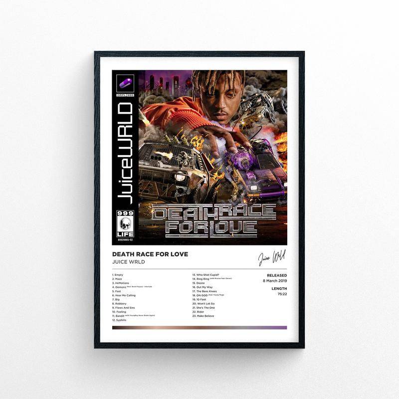 โปสเตอร์ พิมพ์ลาย Juice WRLD Death Race for Love ไม่มีกรอบ สําหรับตกแต่งบ้าน | สไตล์โพลารอยด์ | อัลบั้มเพลง ปกคลุมงานศิลปะ