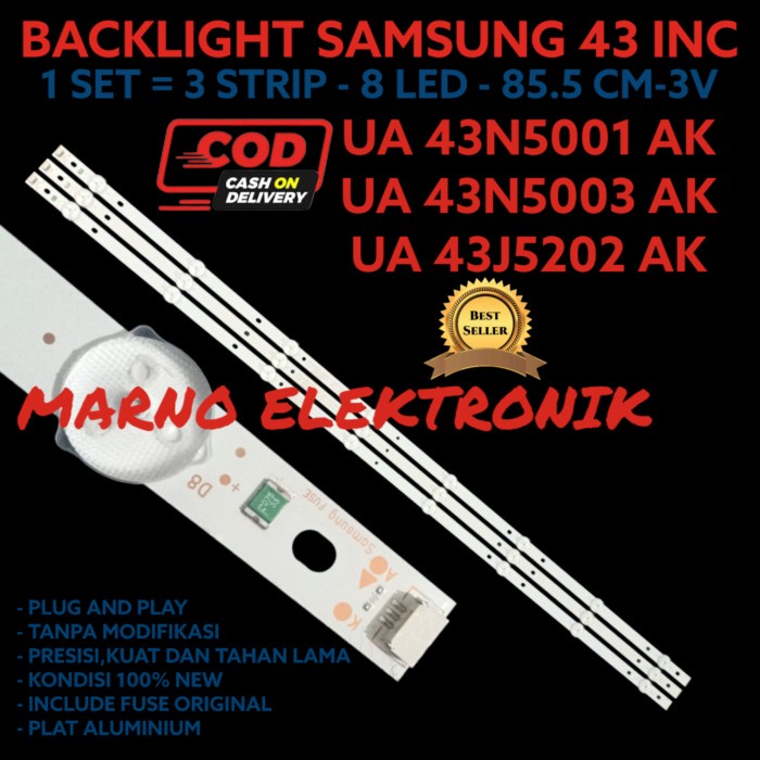 BACKLIGHT SAMSUNG 43 IN 43N UA43N5001 AK UA43N5003 AK UA43J5202 AK BL PART TOOL ELECTRO