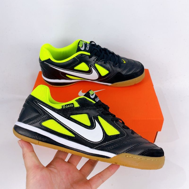 Sepatu Futsal Nike 5 Gato LTR สีดำ เหลือง IC กีฬา