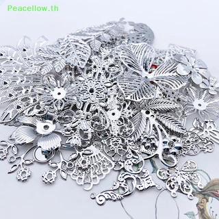 Peacellow จี้ลูกปัดโลหะ รูปดอกไม้ ใบไม้ สําหรับทําเครื่องประดับ DIY 50 กรัม ต่อล็อต TH
