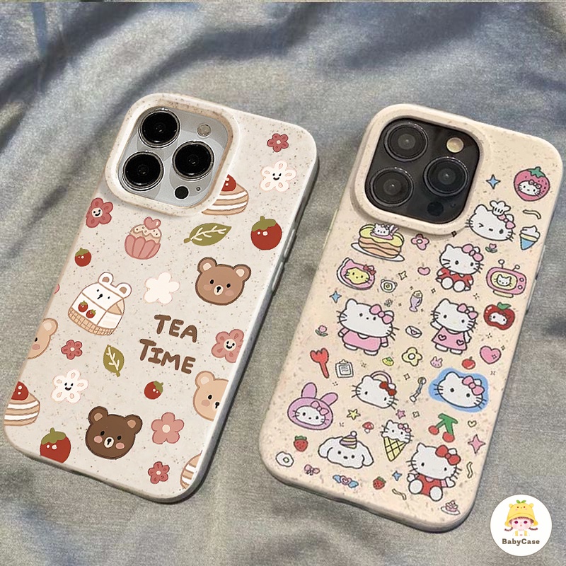 การ์ตูน Hello Kitty และกระเป๋าตุ๊กตาหมีน้อยน่ารัก iPhone 11 13 15 14 12 Pro Max X XR XS MAX 7 8 6 6s Plus 12 13mini