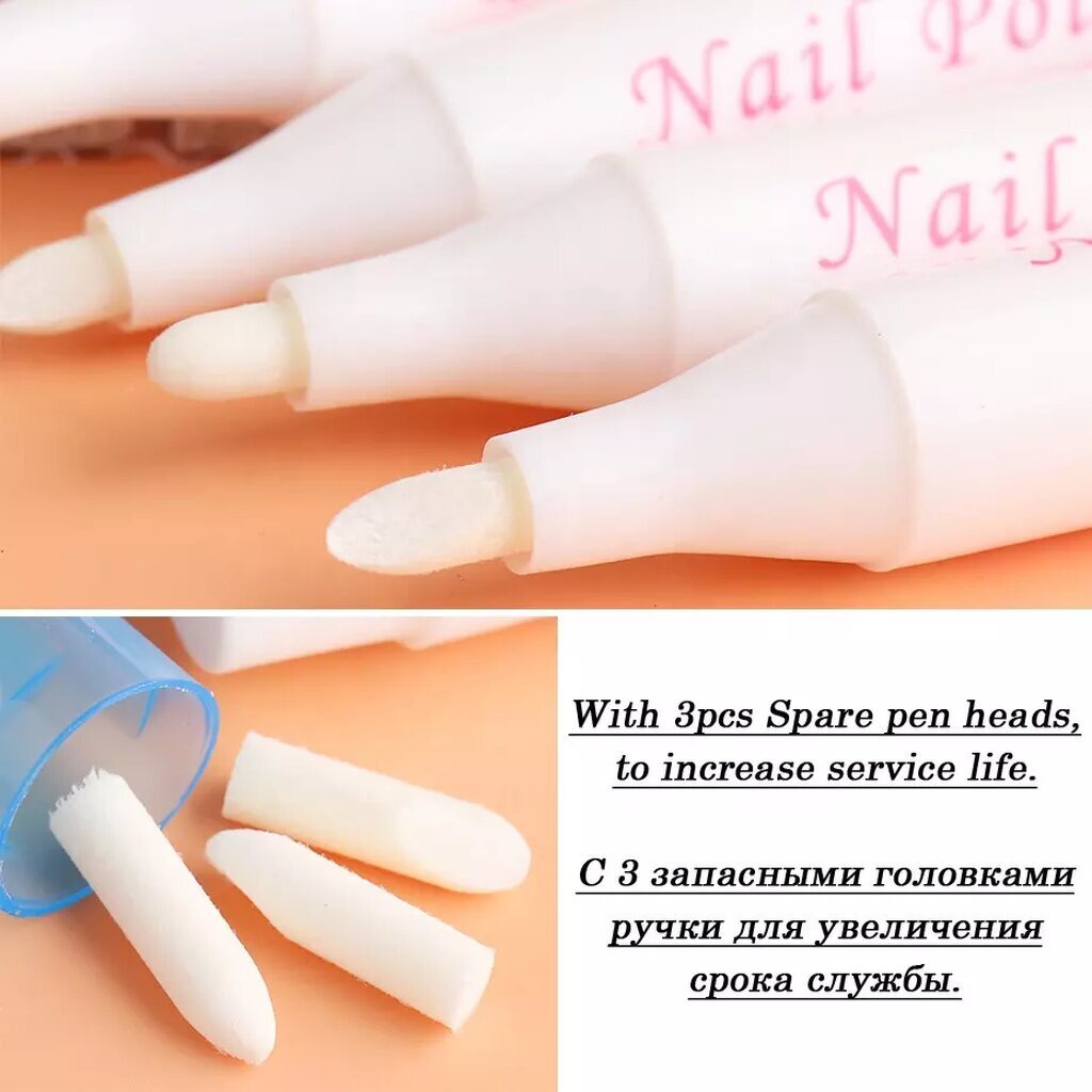 (1ด้าม) ปากกาเช็ดขอบเล็บ เช็ดสีเลอะ แถมฟรีหัวเช็ดขอบเล็บอีก 3 หัว - รูปที่ 4