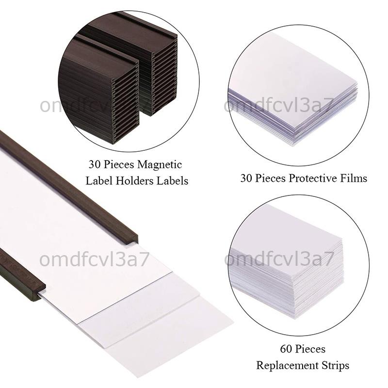 【omdfcvl3a7】ที่ใส่ป้ายฉลากแม่เหล็ก พร้อมที่ใส่บัตร แม่เหล็ก พลาสติกใส 1x3 นิ้ว 30 ชิ้น