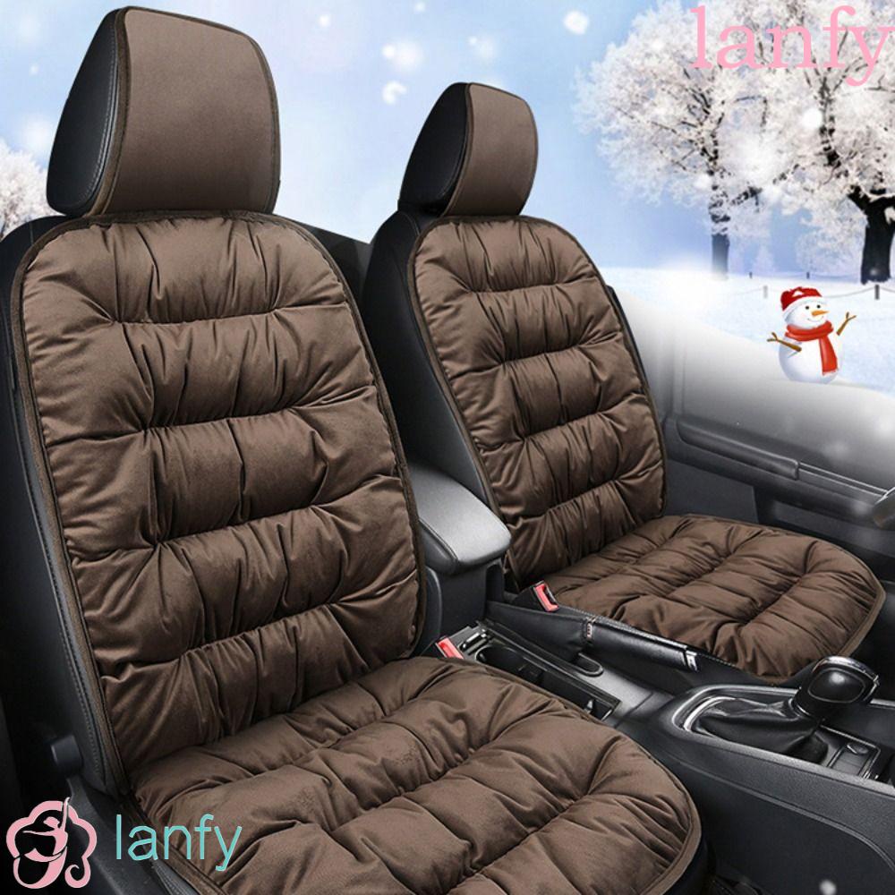 Lanfy เบาะรองนั่งรถยนต์ ผ้ากํามะหยี่ ผ้าฝ้าย แบบหนา ให้ความอบอุ่น พร้อมแผ่นรองด้านหลัง เหมาะกับฤดูหนาว อุปกรณ์เสริม สําหรับเก้าอี้รถยนต์