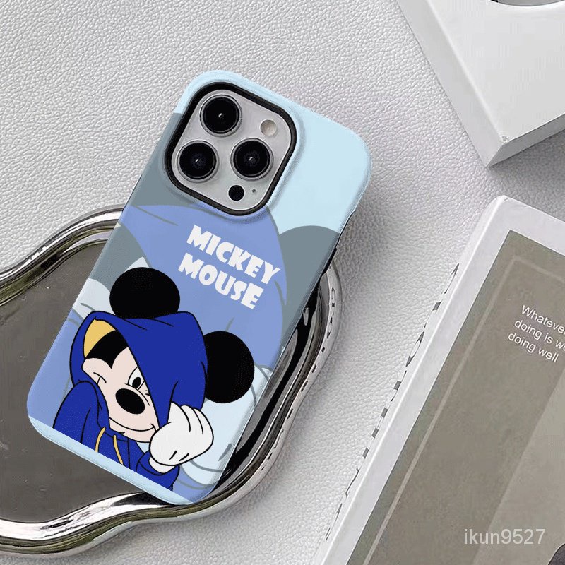เคสโทรศัพท์มือถือ ลายมิกกี้เมาส์ สองชั้น แวววาว สําหรับ Iphone 15Promax 14 13Pro 12 11Promax XR 7PLUS