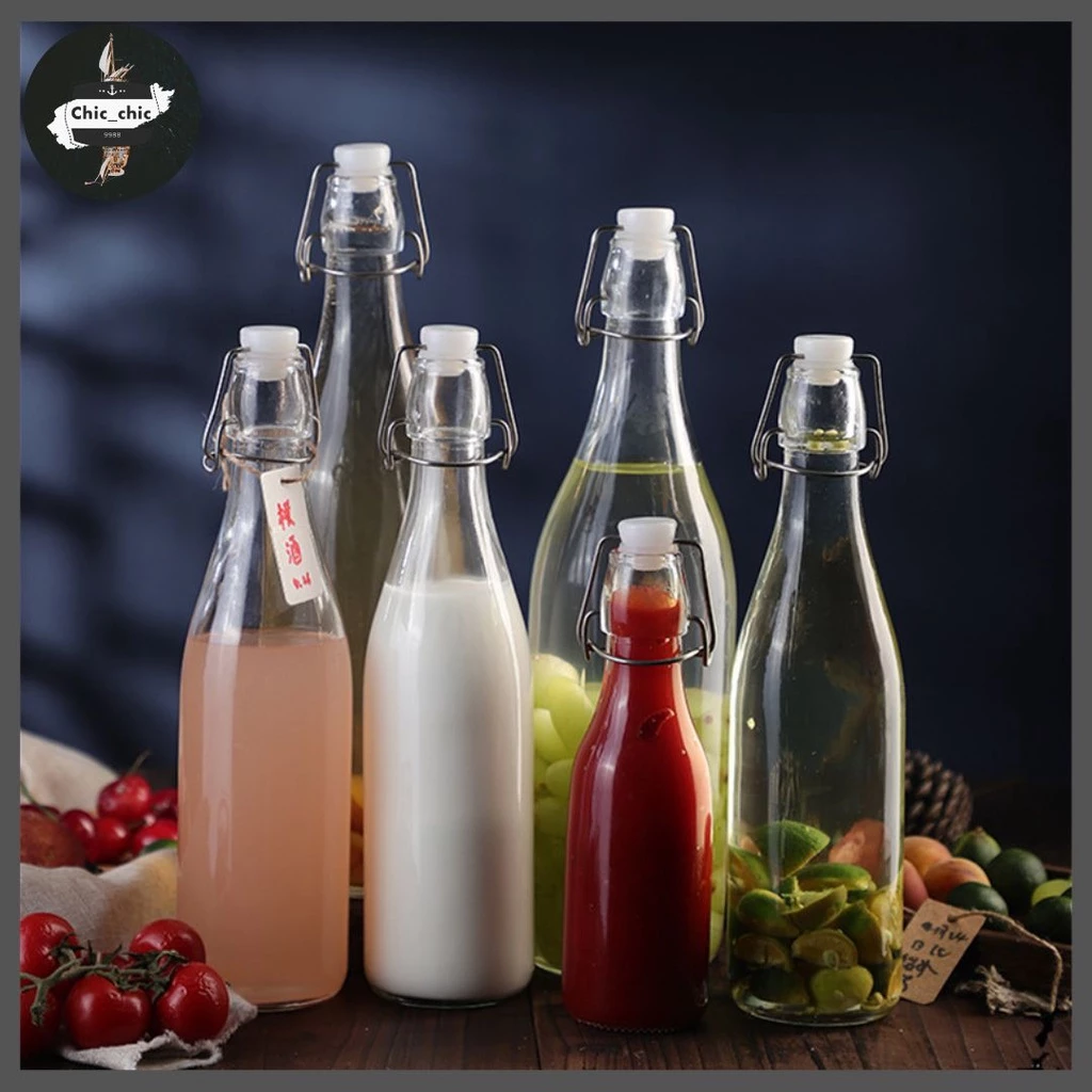 ขวดแก้วสูญญากาศพร้อมจุกฝา เก็บน้ำ Sealed glass bottle #D-0049