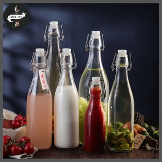 ขวดแก้วสูญญากาศพร้อมจุกฝา เก็บน้ำ Sealed glass bottle #D-0049