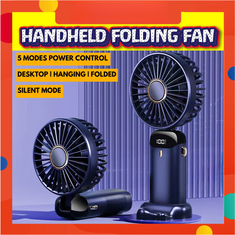 Mini Fan Handheld Fan 5 MODES USB Portable Small USB Rechargeable Battery 5000mAh LED Display Coolin