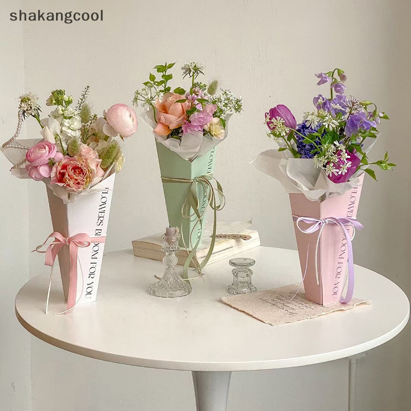 Shakangcool ถุงกระดาษห่อช่อดอกไม้ สําหรับใส่ช่อดอกไม้ ของขวัญ งานแต่งงาน งานเลี้ยงจบการศึกษา 1 ชิ้น SGL