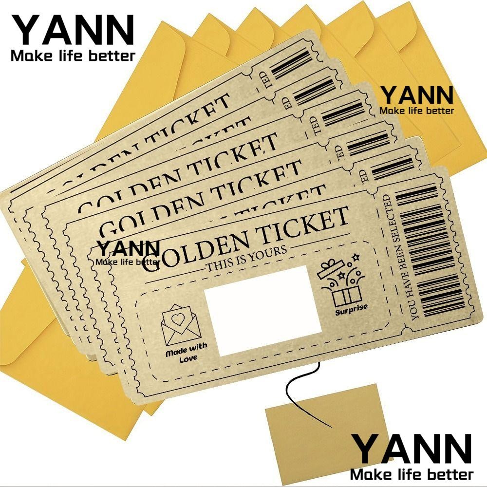 Yann1 Golden Ticket Scratch- Card, Scratch Ticket Concert Ticket, with Envelope Party Favor Raffle G
